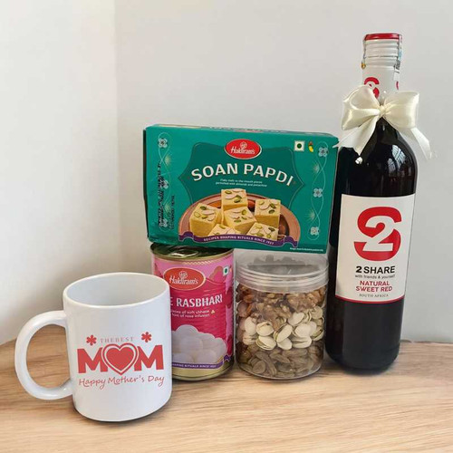 Sweet Snack with Red Wine & Dry Nuts For Mom