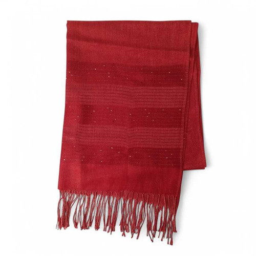 Linear Design Red Pashmina with Zari Giftmandu