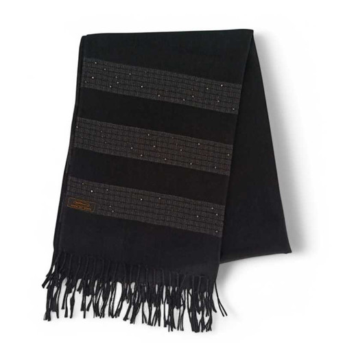 Linear Design Black Pashmina with Zari Work