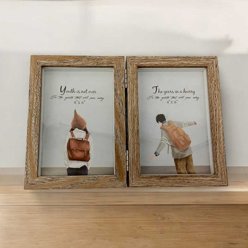 Personalize Wooden Double Sided Photo Frame with Strand Giftmandu