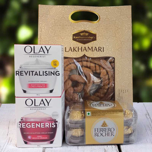 Premium Gift Combo – Skincare, Sweets & Chocolates