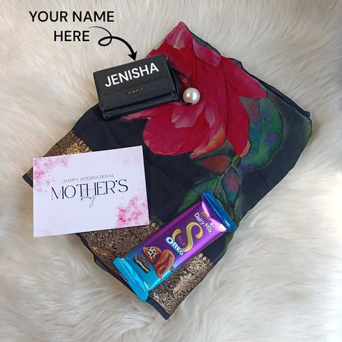 Happy International Mother's Day Gift – Saree with Cadbury Chocolate & Wallet
