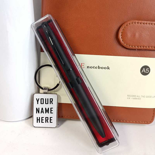 Personalize Bottle with Keyring, Pen & Notebook Giftmandu