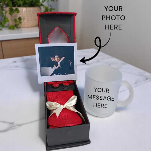 Red Tie with Transparent Mug & Personalized Photo Gift for Him