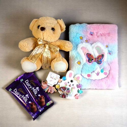 Mini Gift Set – Notebook, Chocolates, Teddy & Accessories