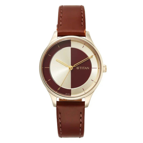 Titan Yin & Yang Red Dial Analog Leather Strap Watch