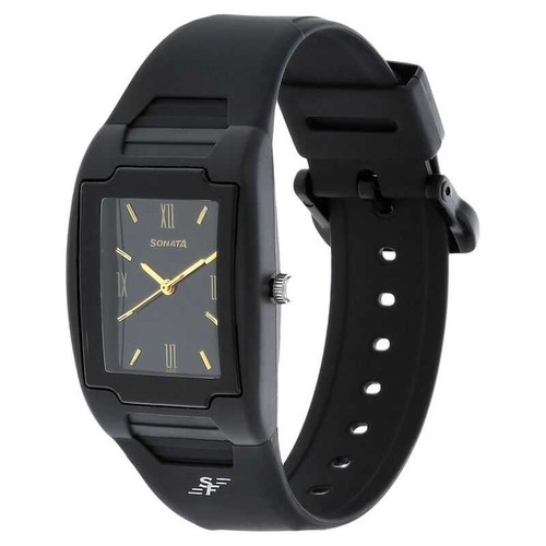 SF Quartz Analog Black Dial Plastic Strap Watch For Men-7920PP13 Giftmandu
