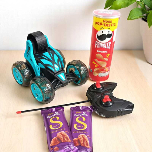 Remote Control Racing Car with Chocolate & Pringles for kids