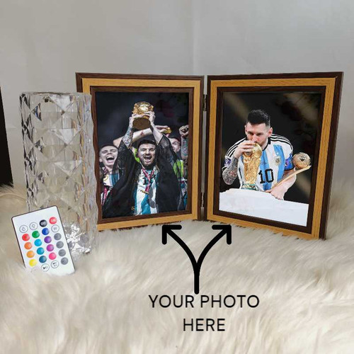 Double Sided Photo Frame with Table Lamp