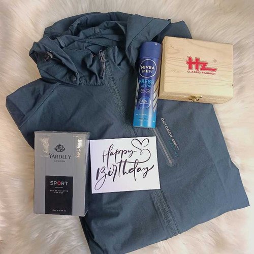 Men's Windcheater Birthday Gift Set with Wallet & Body Spray