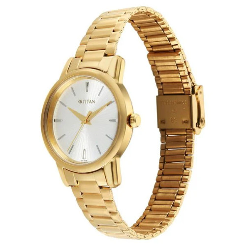 TITAN Karishma  Quartz Analog Silver Dial Golden Stainless Steel Strap Watch For Women