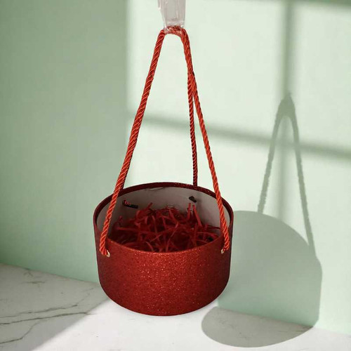 Red Round Shaped Hanging Box with Transparent Cover Giftmandu