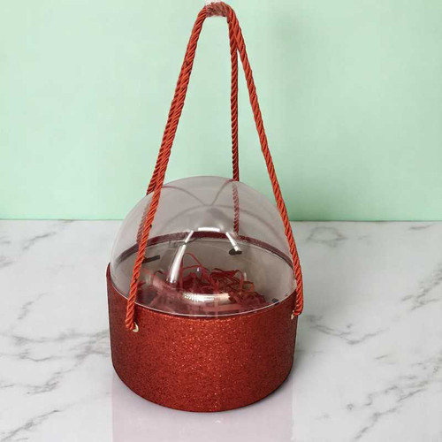 Red Round Shaped Hanging Box with Transparent Cover