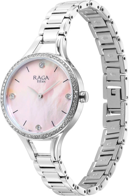 Titan Raga Showstopper Quartz Analog Pearl Dial Metal Strap Watch for Women -95275SM01 Titan Raga Showstopper Quartz Analog Pearl Dial Metal Strap Watch for Women -95275SM01