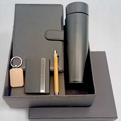 Customizable Appreciation Gift Box (Wood Keyring, Pen, Diary & Water Bottle)