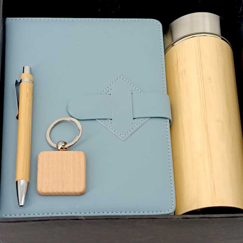 Personalize Engraved Bottle, Diary and Pen with Blue Diary JSR-335 Giftmandu