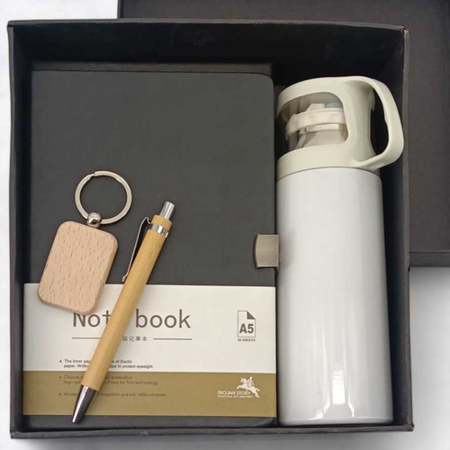 Elegant Custom Gift Hamper - Diary Bottle with Mug and wood Pen & Keyring
