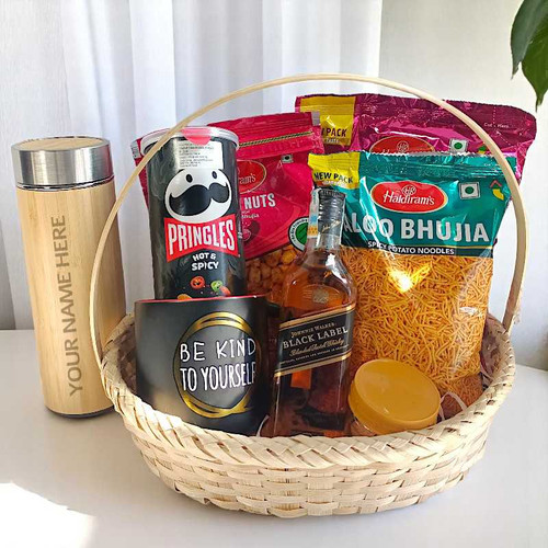 Beverage with Savory Snack with Personalize Bottle