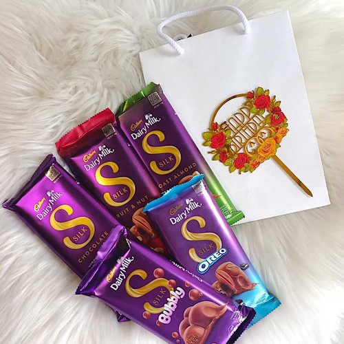 Happy Birthday Gift with Chocolates & Cake Topper
