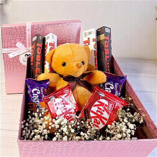 Teddy with Assorted Chocolates Gift Box