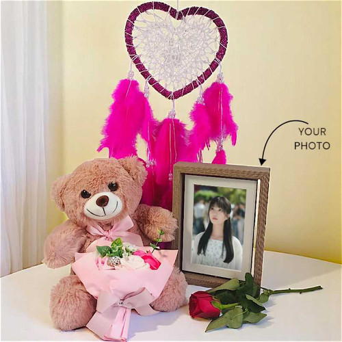 Rose, Teddy And Keepsake Gift Combo