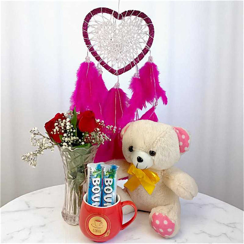 Heartfelt Gift Hamper with Dreamcatcher, Roses & Treats
