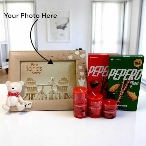 Cute And Scented Gift Set With Photo Frame, Pepero And Candle Set