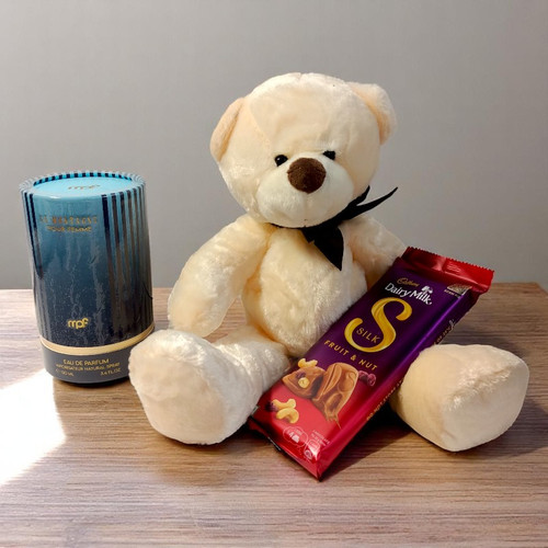 Chocolate & Teddy Bear With Perfume Hamper Set