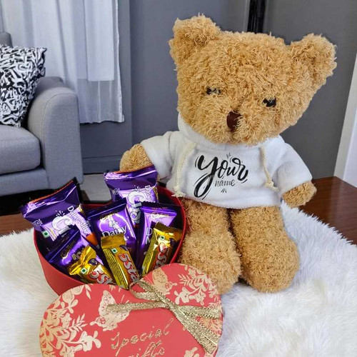 Chocolate Gift Box with Personalized Teddy