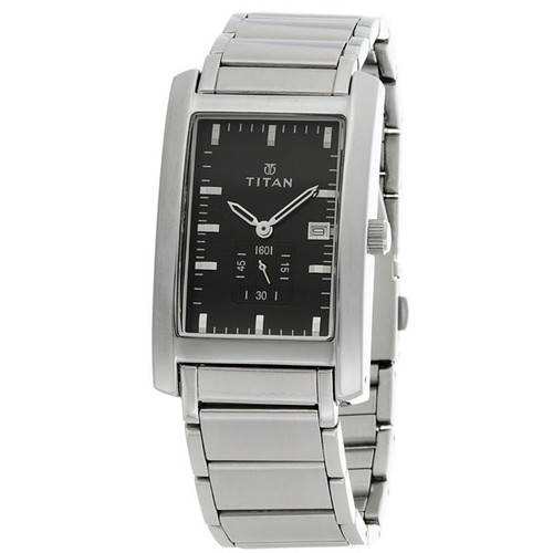 Titan Stainless Steel Case Black Dial Analog Watch for Men