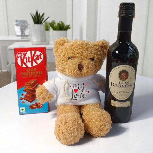 KitKat And Red Wine Delight with Teddy Bear