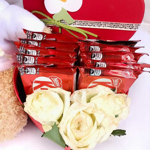 Roses and Kitkat Delights with Cute Teddy Combo JSR-439 Giftmandu