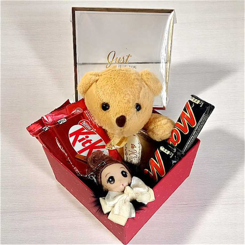 Adorable Teddy with Chocolates Gift Box