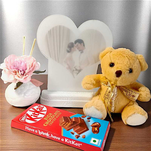 Romantic Gift with LED Photo Frame & Teddy