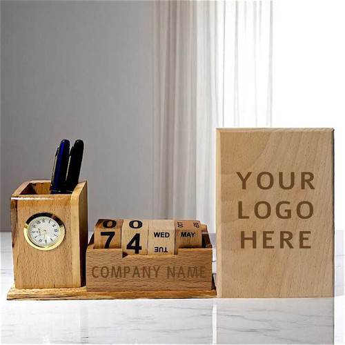 Wooden Desk Organizer with Plaque Board