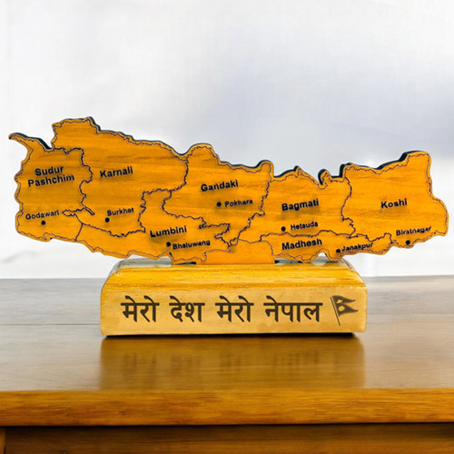 Personalized Gift with Wooden Nepal Map & Bamboo Bottle