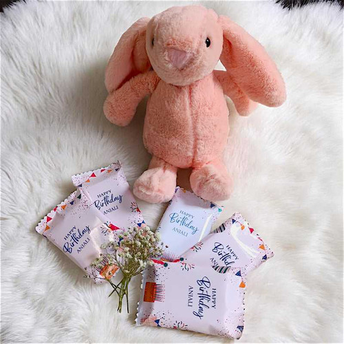 Personalized Birthday Gift with Bunny Plush & Chocolates