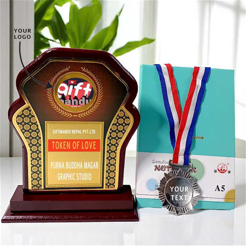 Trophy, Medal And Business Notebook Gift Set