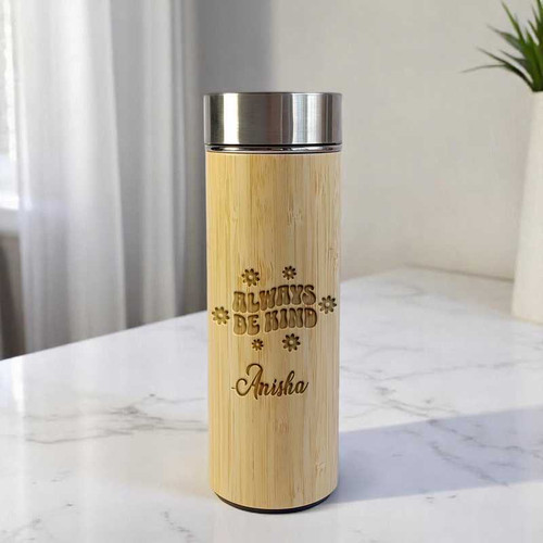 Kindness Quote Bamboo Bottle with Personalized Name – 450ml