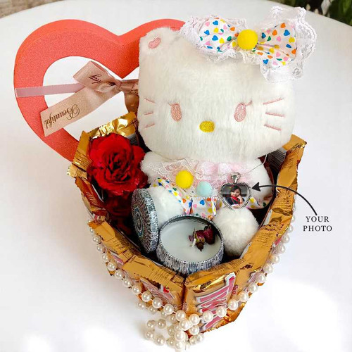 Love & Joy Hamper for Baby Girl: Kitty, Chocolates, Locket & Candle