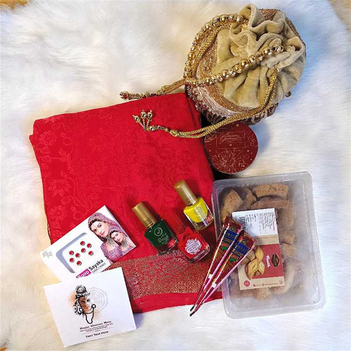 Saree, Sweets And Beauty Hamper