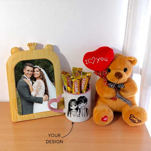 Personalized Love Gift Hamper with Teddy, Mug ,Chocolates And Frame
