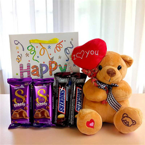 Birthday Gift Pack with Teddy And Chocolates
