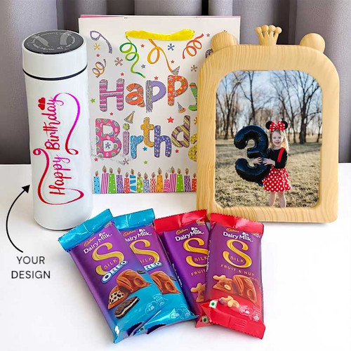 Personalized Thermos, Photo Frame & Cadbury Chocolates Hamper