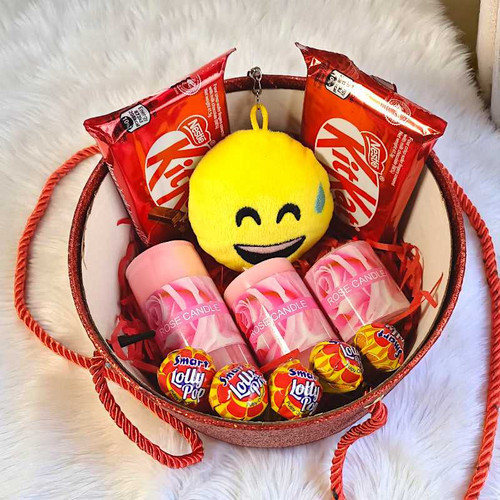 Choco Delight Set with Candle and Emoji Keyring
