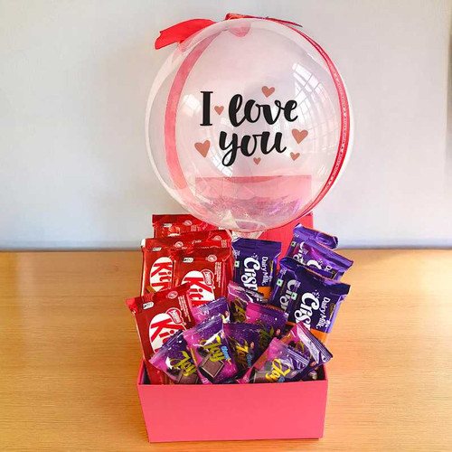 Romantic Chocolate Gift Set with “I Love You” Balloon NKS-842