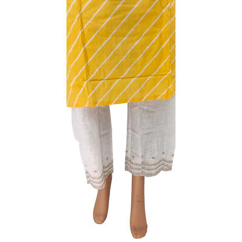 Cotton Kurta With Suruwal (Set of 2) - Light Yellow KRST27