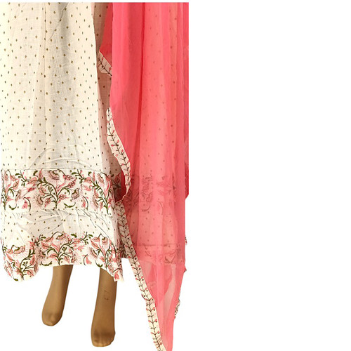 Cotton Kurta With Pink Shawl (Set of 2) White Gift to Nepal