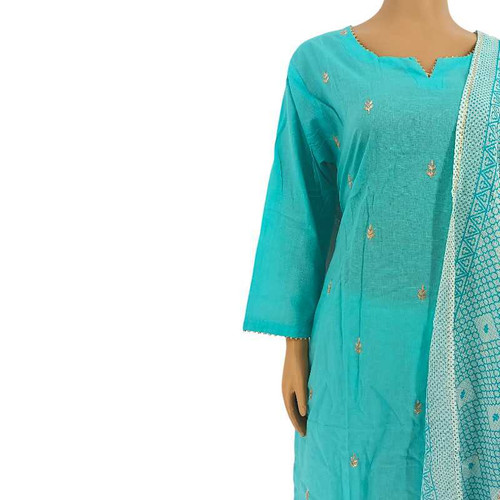 Cotton Kurta With Shawl (Set of 3) - Sky Blue KRST30-DO