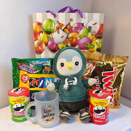 Birthday Gift with Penguin Toy with Mug & Treats JNK-3884